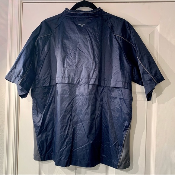 Mizuno Windbreaker Adult Small Navy Blue 1/4 Zip Vented Short Sleeve Men - Picture 2 of 7